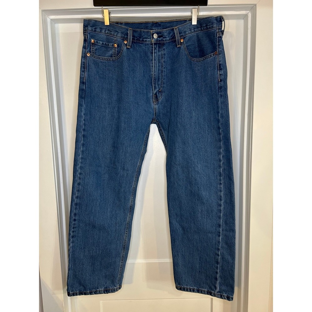 Levis 505 Mens Regular Fit Straight Leg Jeans Blue Denim 40x30 Medium Wash Work